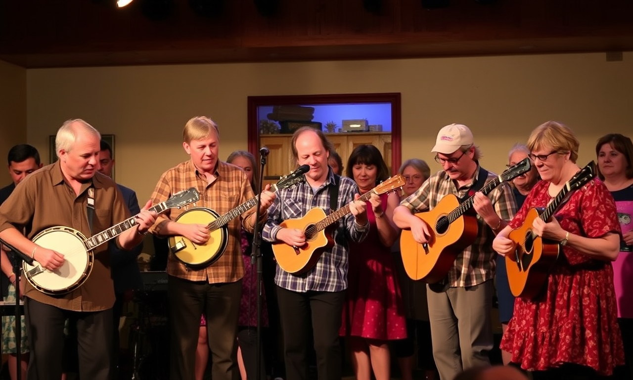 Community ensemble performing traditional folk music together